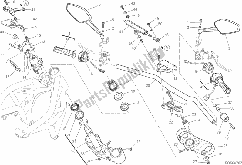 Todas las partes para Manillar Y Controles de Ducati Monster 1200 R USA 2019